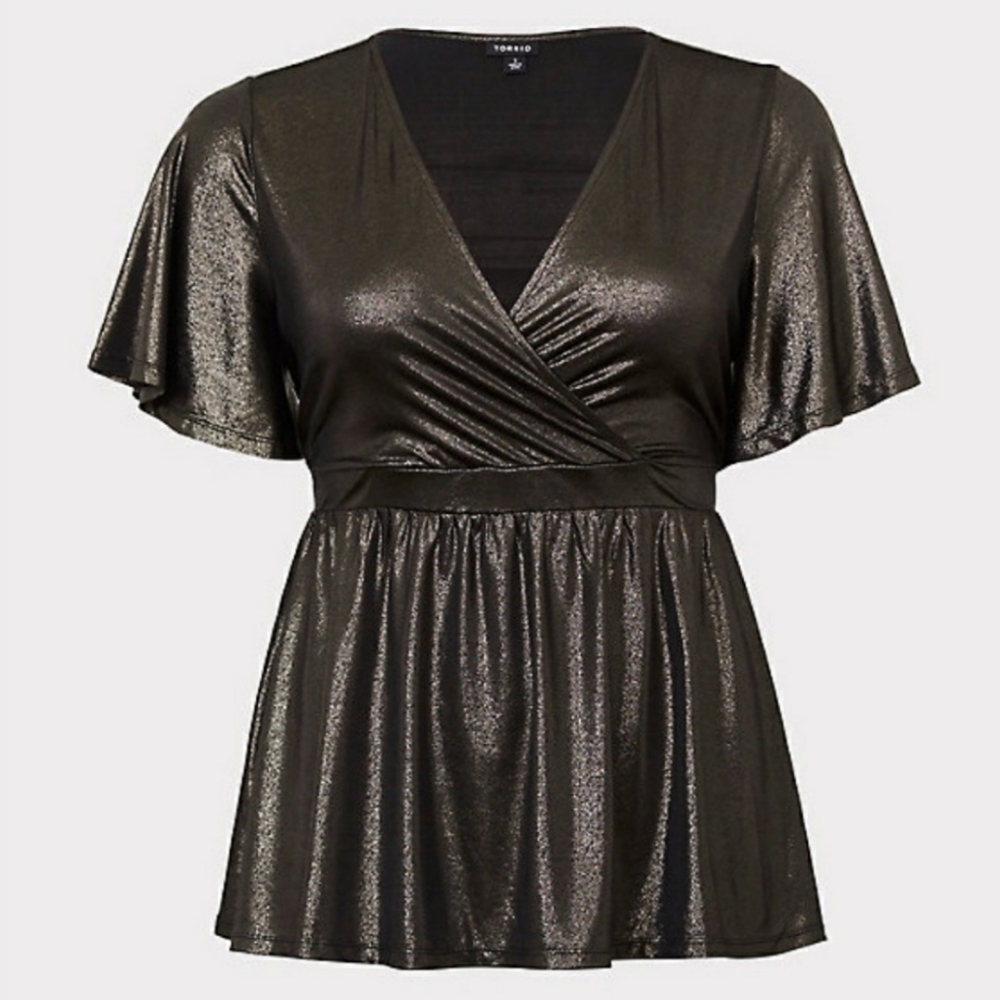 Flutter sleeve surplice top